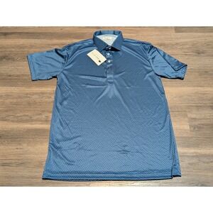 Collars & Co. Men's Large Blue White Polka Dot Short Sleeve Polo‎ Golf Shirt
